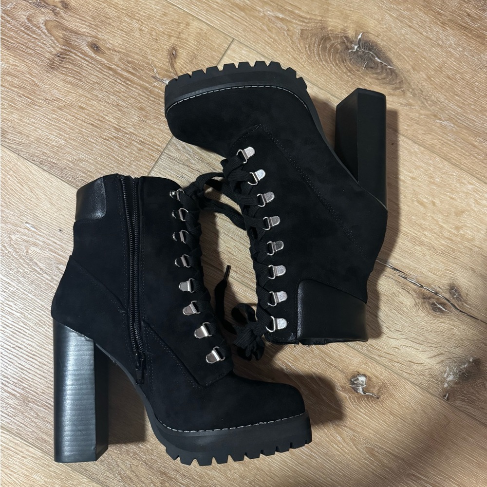 Black suede booties madden girl